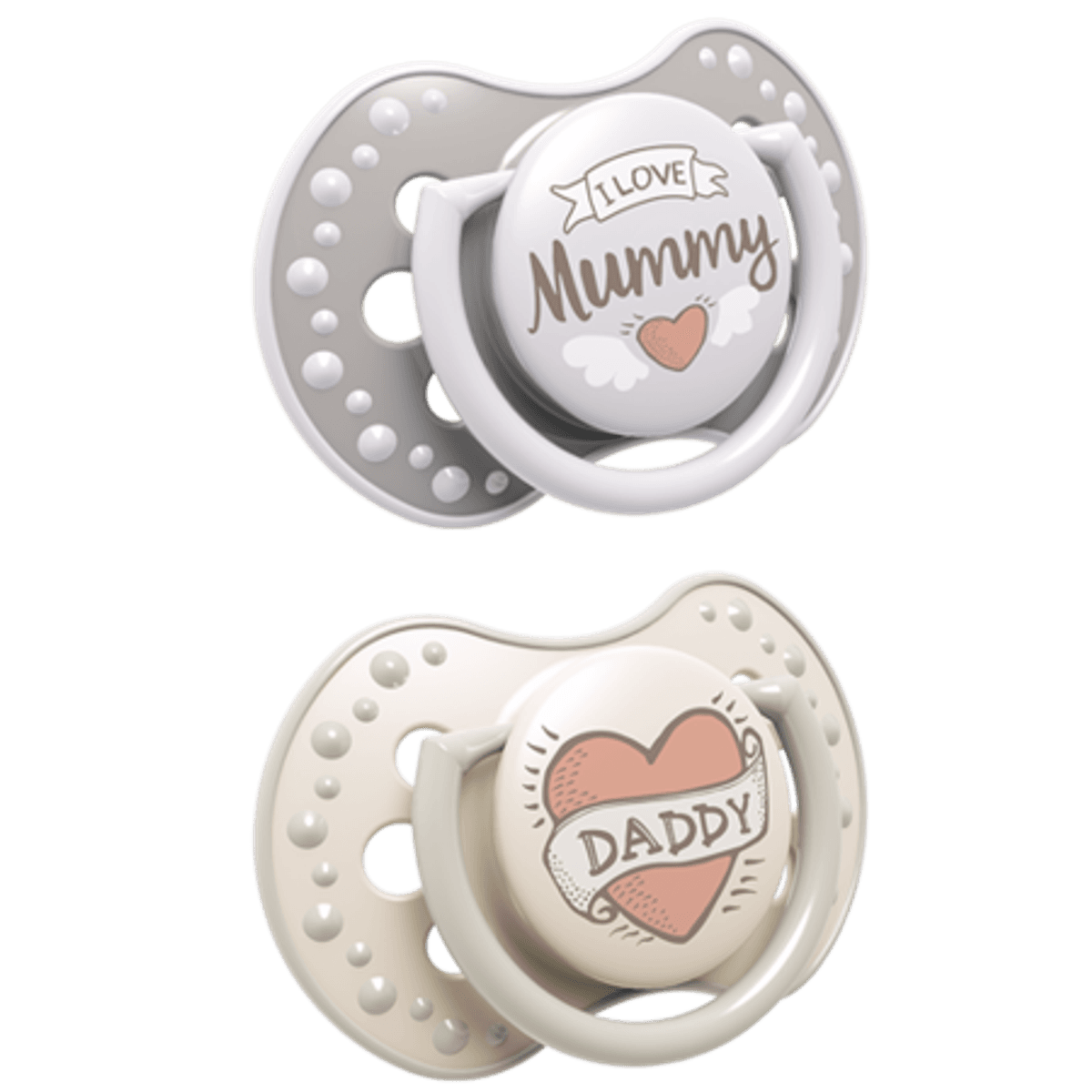 LOVI Silicone Dynamic Soother 0-6m, 2stk, I Love 