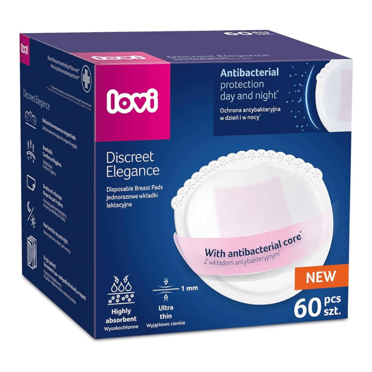 LOVI Discreet Elegance antibacterial Breast Pads 60pk hvit