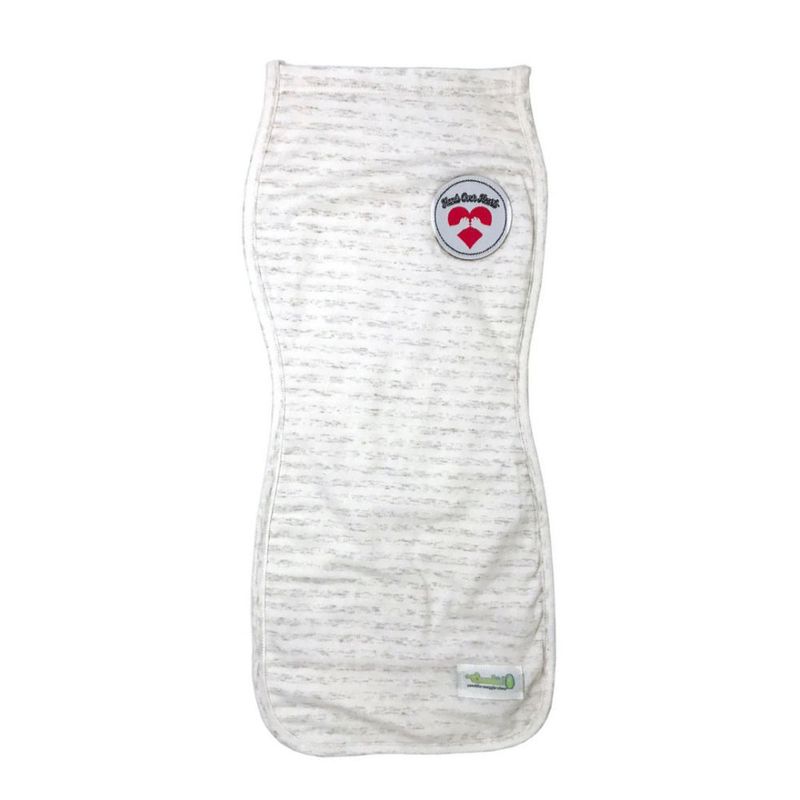 Woombie Swaddle Sock svøpepose uten glidelås, grå/hvit striper 0-3 mnd