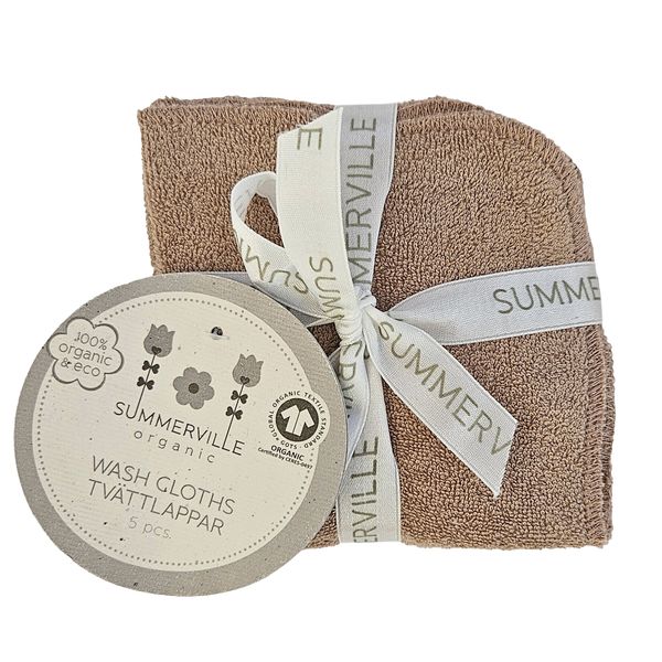 Hovedbilde Summerville Organic vaskekluter, 5pk, Warme taupe