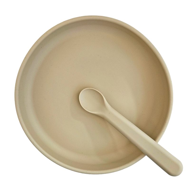 Summerville Organic Tallerken og skje i silikon, sandshell