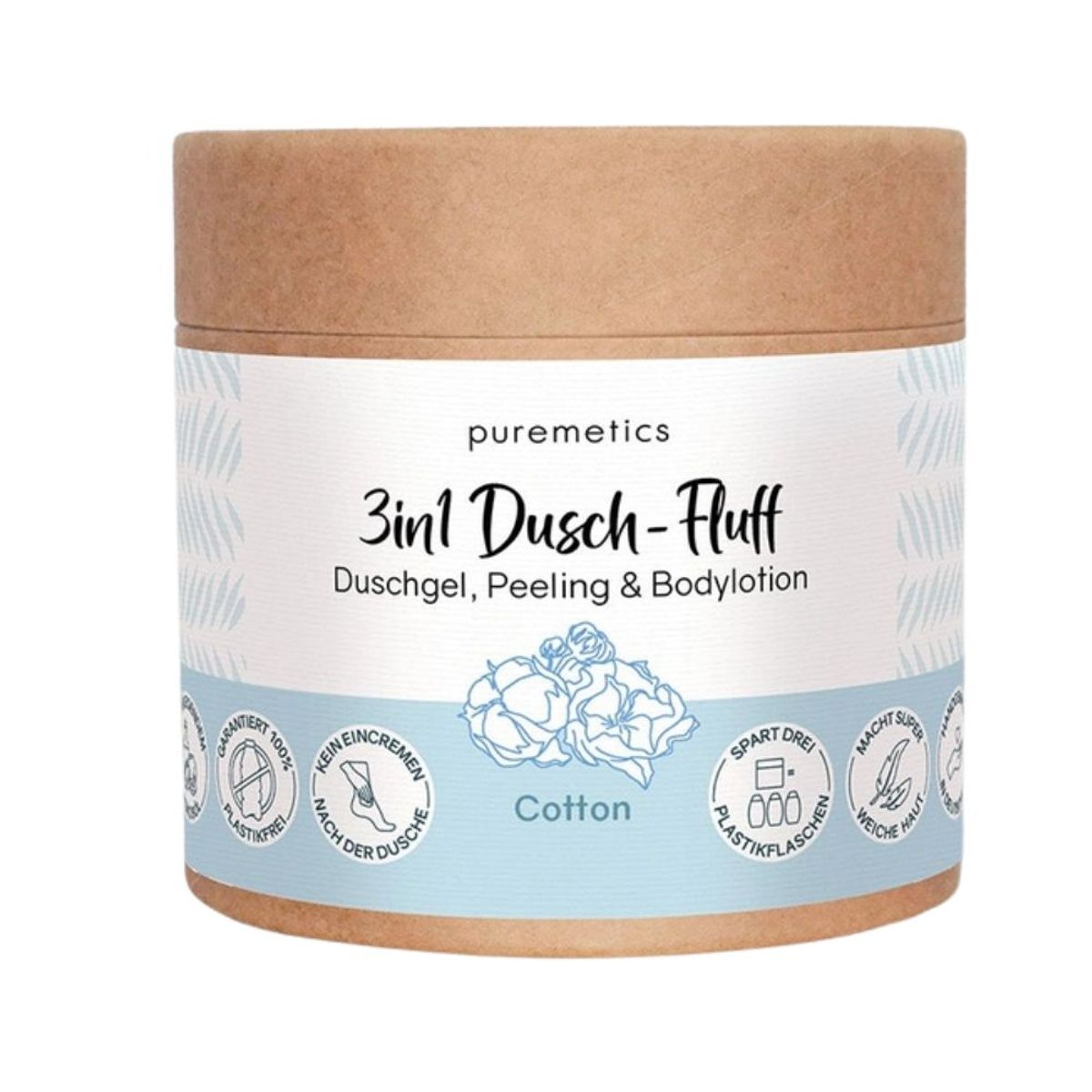 Puremetics 3-i-1 Dusch-Fluff dusjsåpe «bomull»